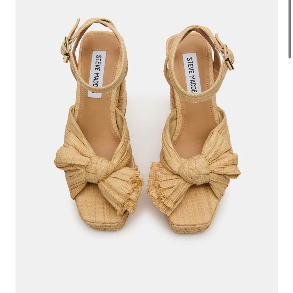 STEVE MADDEN ROMEY RAFFIA PLATFORM HEELS new in film - Picture 7 of 7